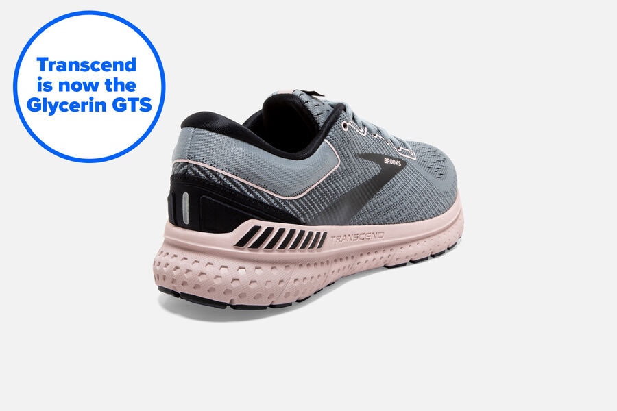 Brooks Running Shoes Womens Grey/Black/Pink - Transcend 7 Road - 9406-XBEOJ